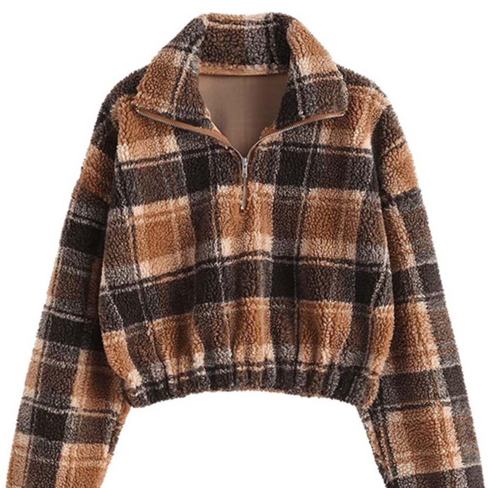 Zaful cropped quarter zipped sweatshirt